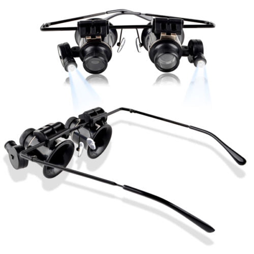 20X Loupe Double Lighted LED Magnifying Eye Glasses
